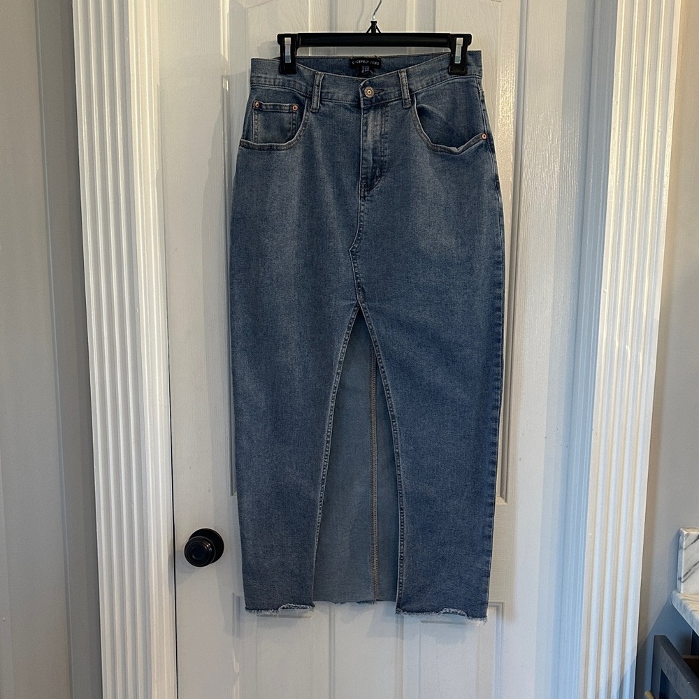 Sincerely Jules Denim Skirt with Front Slit